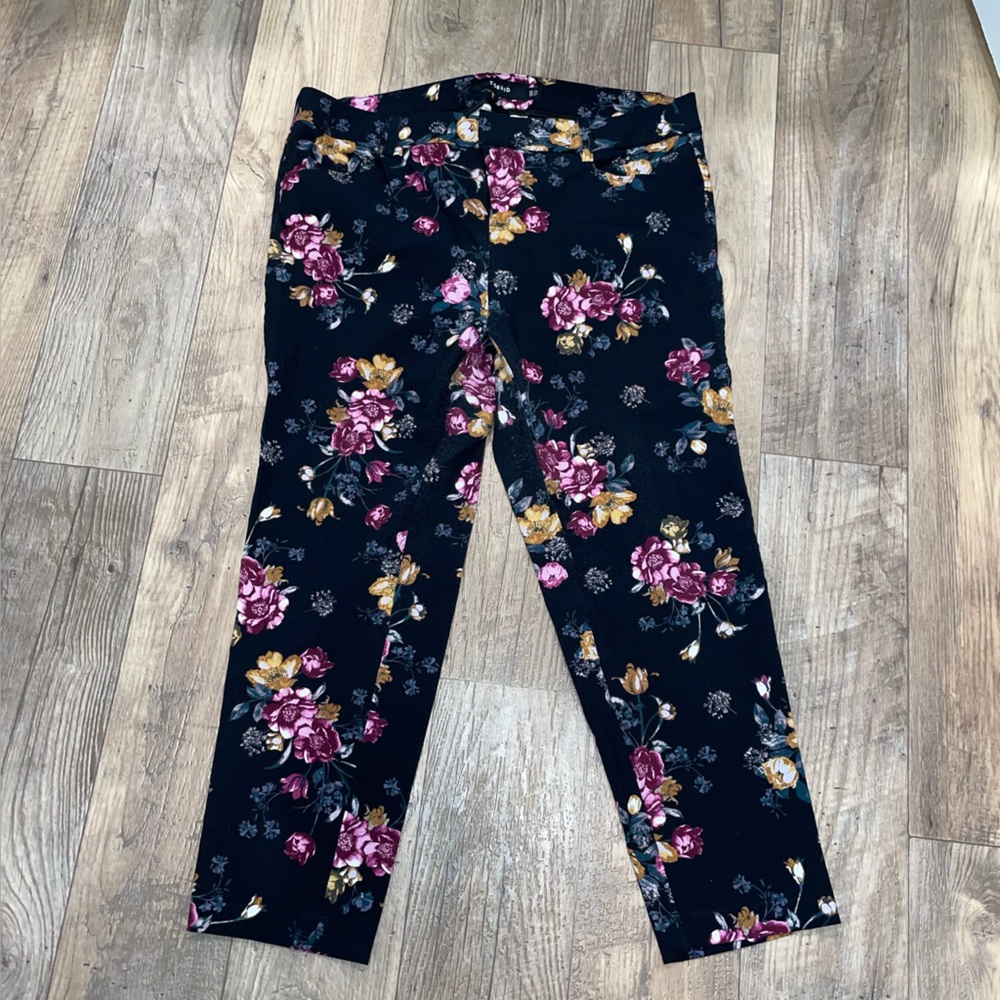 Torrid Floral Ankle Pants - Black and Pink